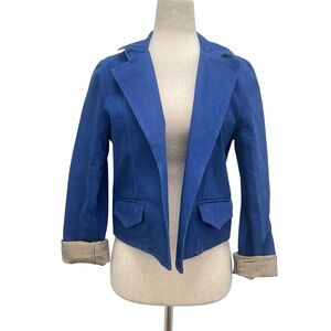 Katharine Kidd Alice Bright Blue Cropped Denim Jacket Size 4